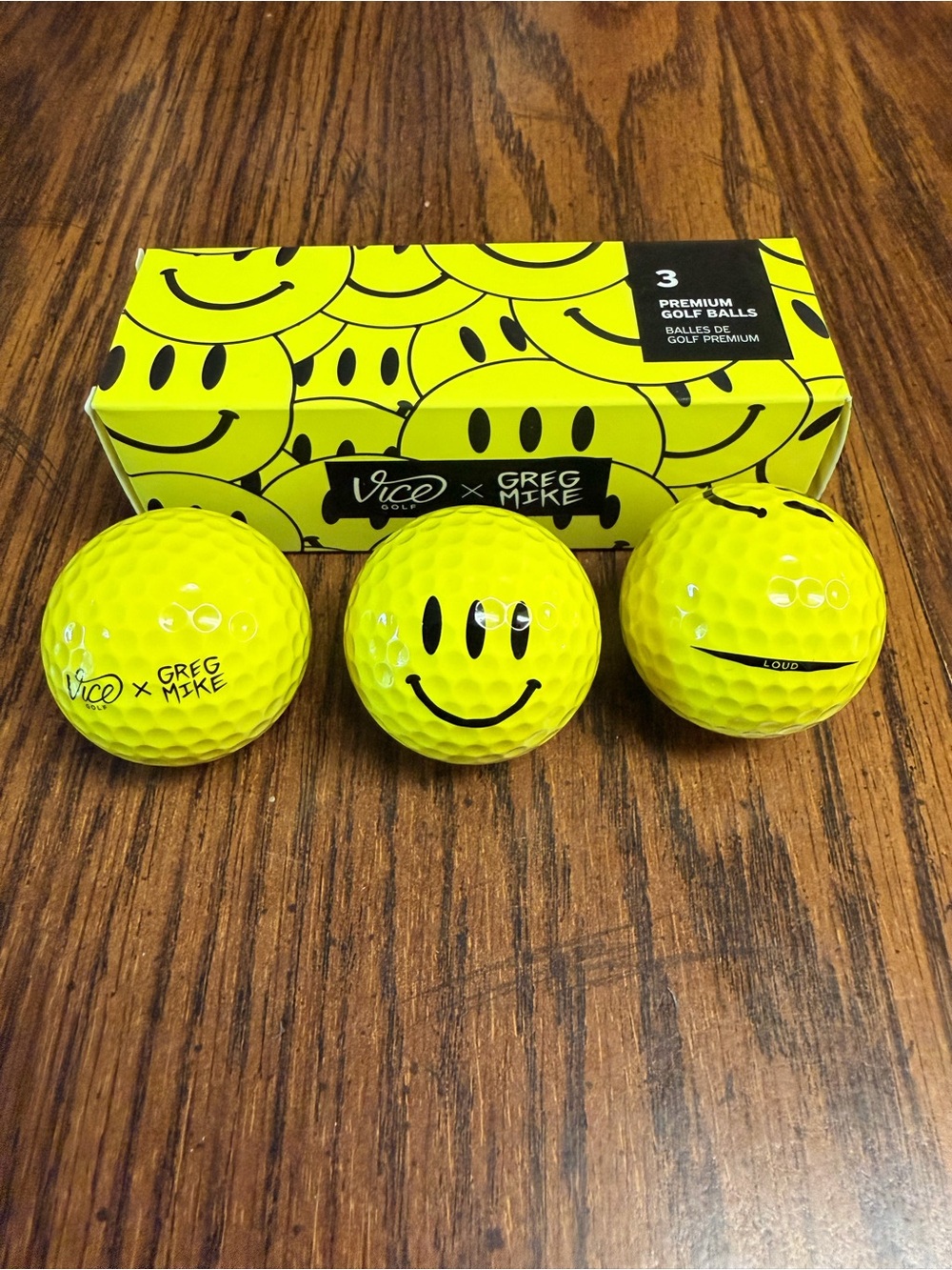 Vice Golf x Greg Mike Limited Edition "LOUD" Smiley Golf Balls – New
